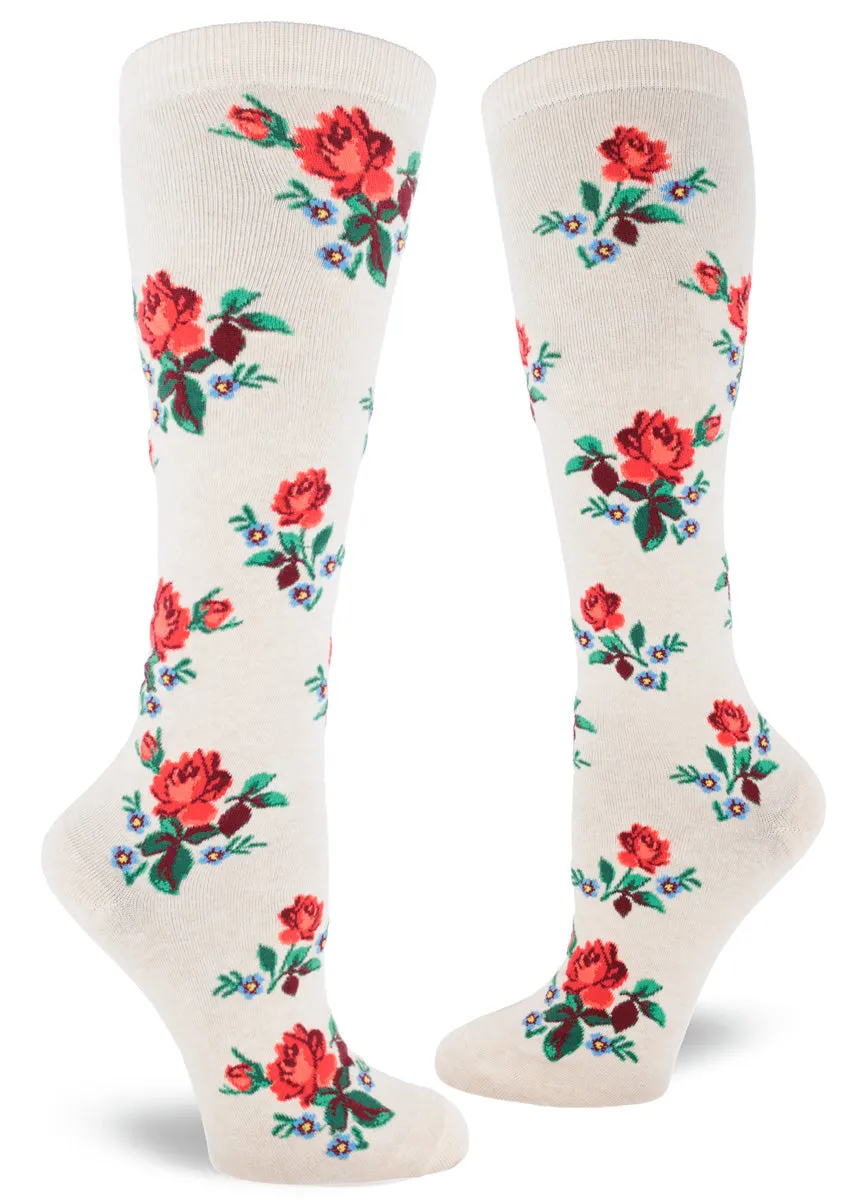 Red Rose Knee Socks