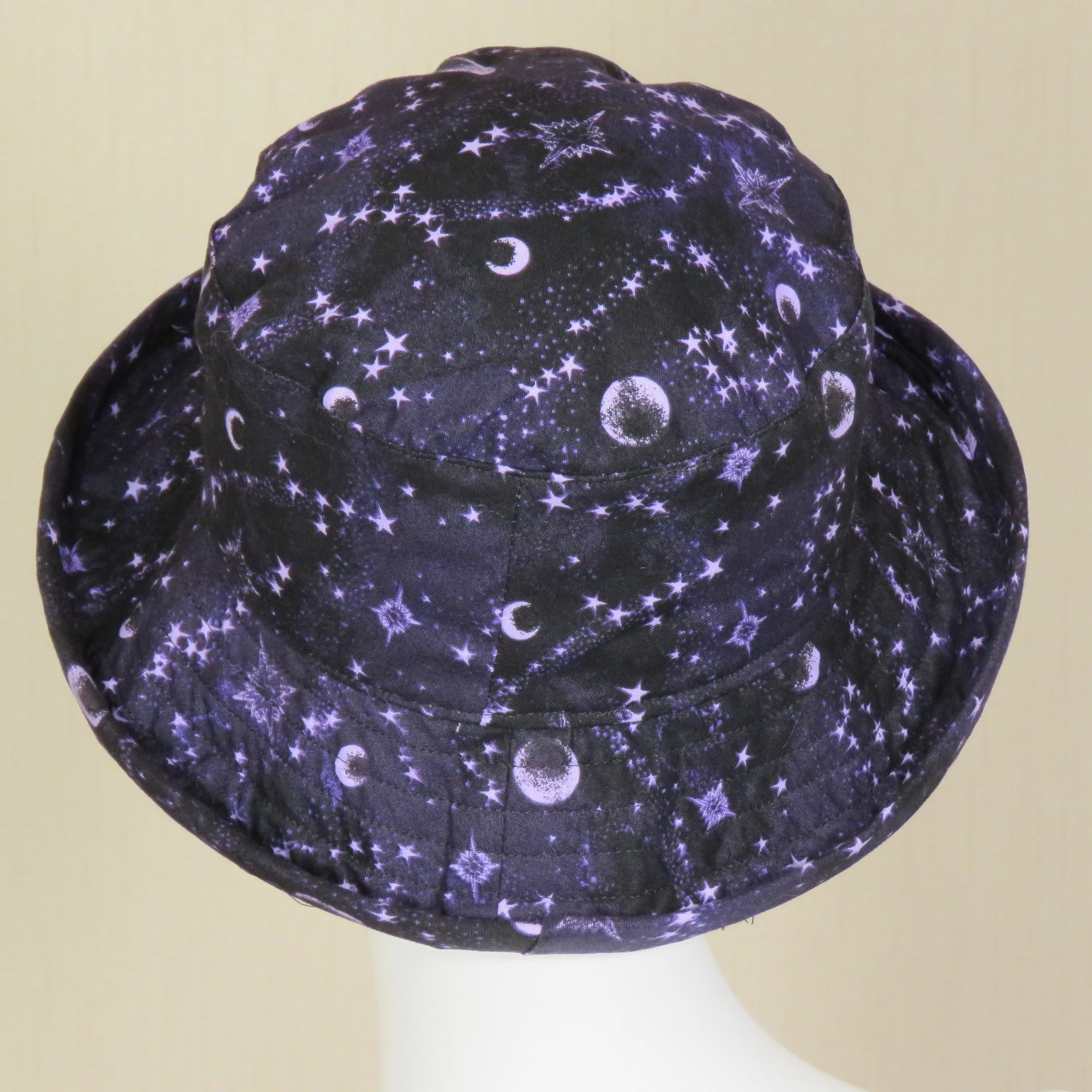 Roller Bowler, Celestial Print on Purple, Size Small to Medium