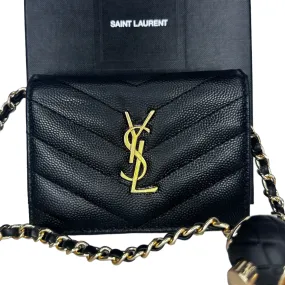 SAINT LAURENT YSL Compact Trifold Wallet with Adjustable Chain