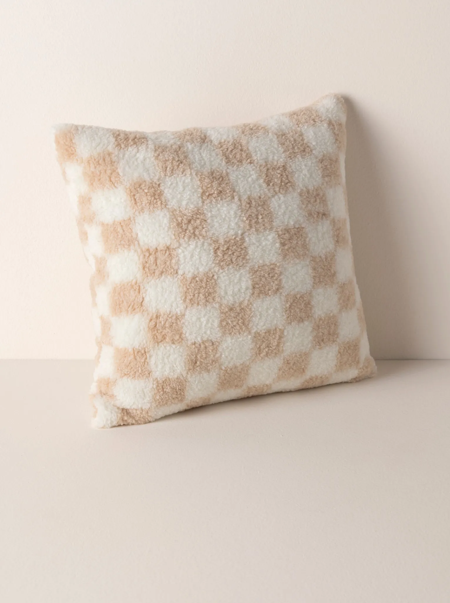 Shiraleah Anya Check Pillow, Tan