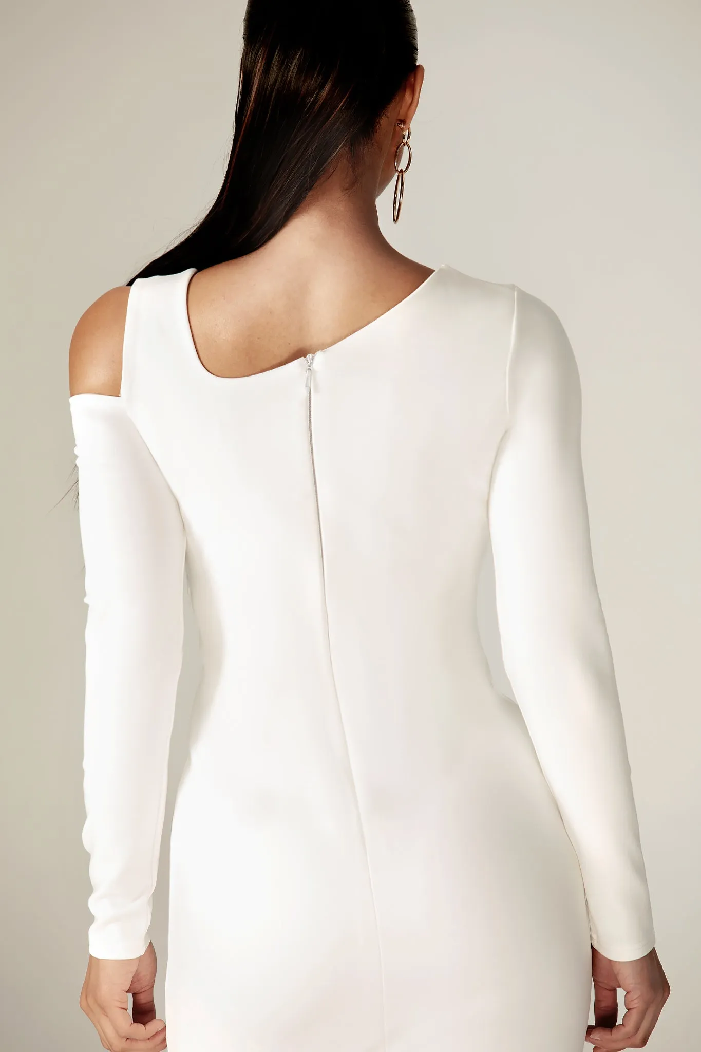 Sinthia Cutout Ponte De Roma Midi Dress (Off White)