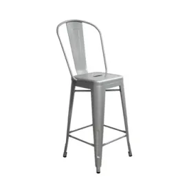 Sonic Silver High Back Counter Height Tolix Stool