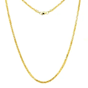 Square Wheat Chain 2.2mm with 20in of Length in 14K Yellow Gold