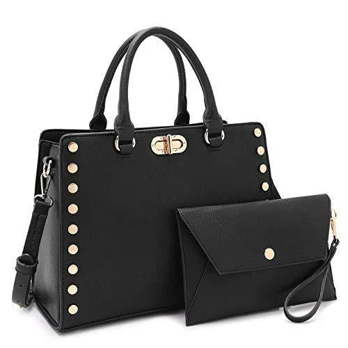 Studded Handbag with Matching Wristlet