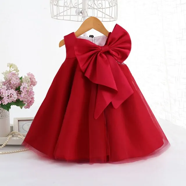 Summer Big Bow Baby Girl Dress 1st Birthday Party Wedding Dress For Girl Party Princess Evening Dresses Kid Girl Clothes