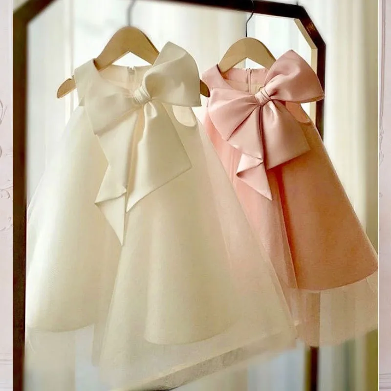 Summer Big Bow Baby Girl Dress 1st Birthday Party Wedding Dress For Girl Party Princess Evening Dresses Kid Girl Clothes