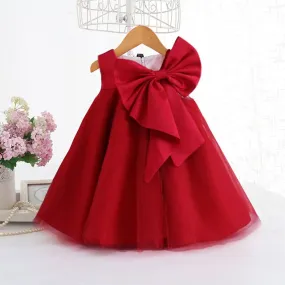 Summer Big Bow Baby Girl Dress 1st Birthday Party Wedding Dress For Girl Party Princess Evening Dresses Kid Girl Clothes