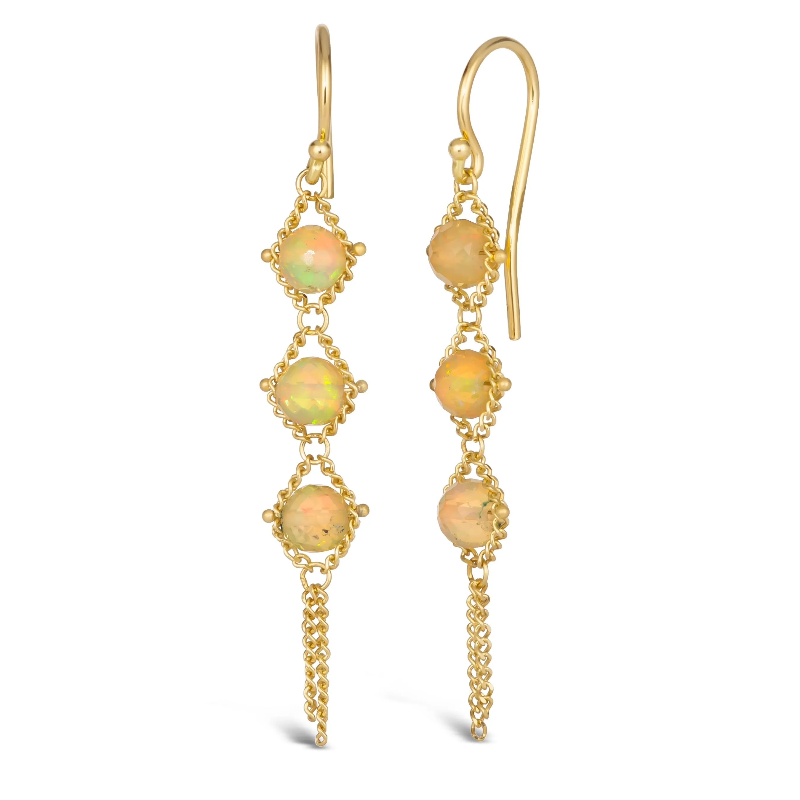 Textile Trio Earrings in Faceted Opal