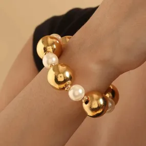 TFC Bold And Gold Pearl Bead Bracelet