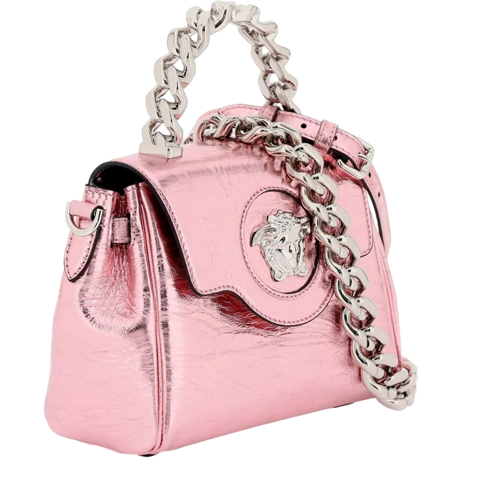 Versace La Medusa Pink Metallic Top-Handle Bag