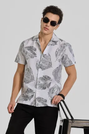 White Cuban Printed Shirt