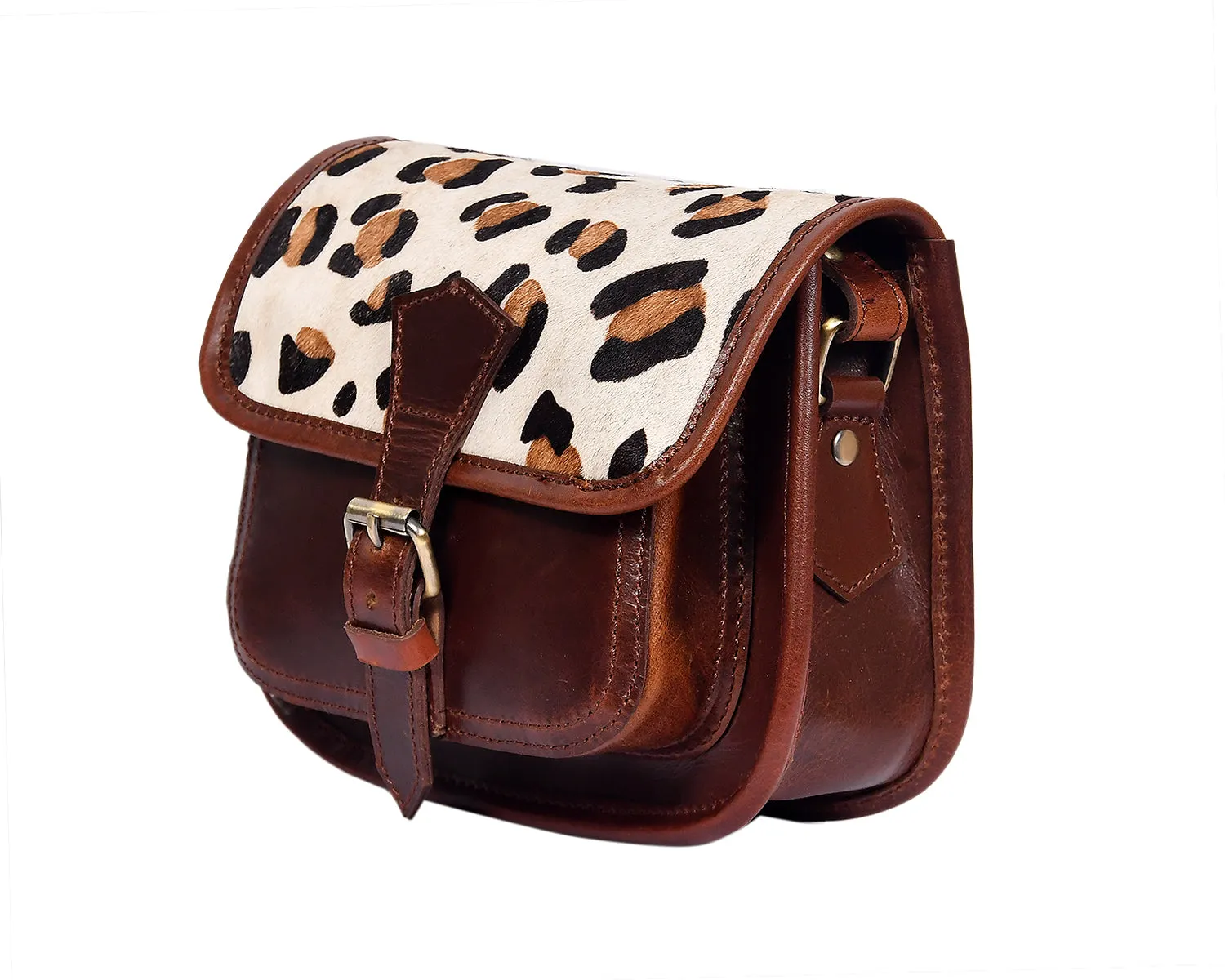 Wild Elegance: Sling Bag with Printed Hair on Leather. Art: BG-1441