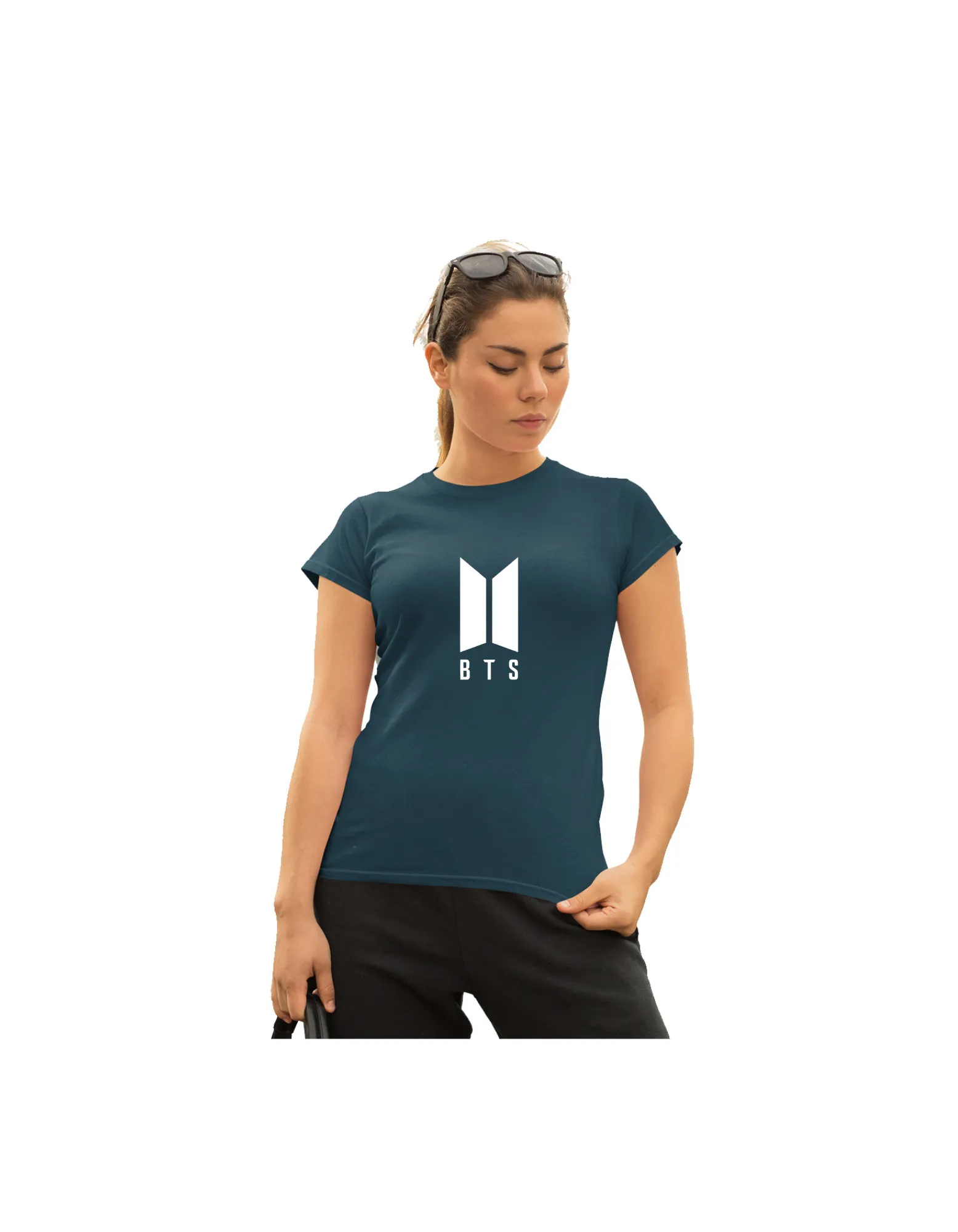 WOMENS BTS -2 PRINTED TSHIRT - PRUSSIAN BLUE