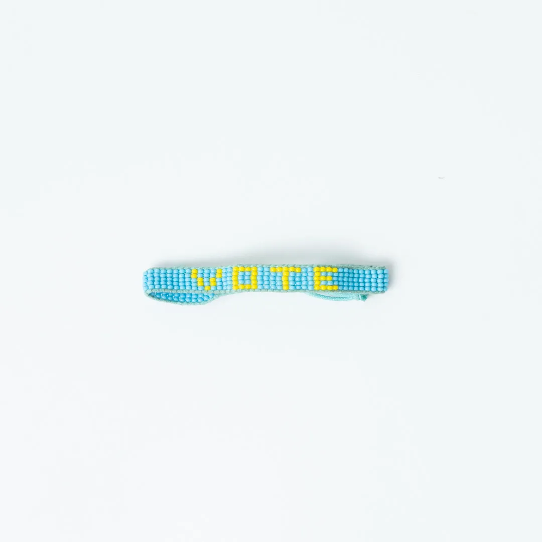 Woven VOTE Bracelet - Light Blue/Yellow