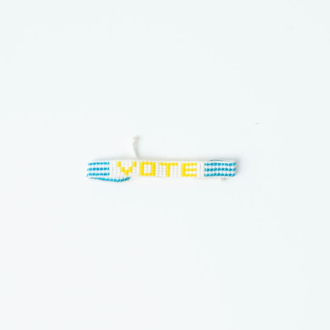 Woven VOTE Bracelet - White/Yellow