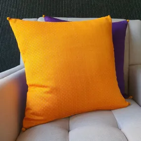 Yellow & Purple, Reversible Mashru Cushion Cover